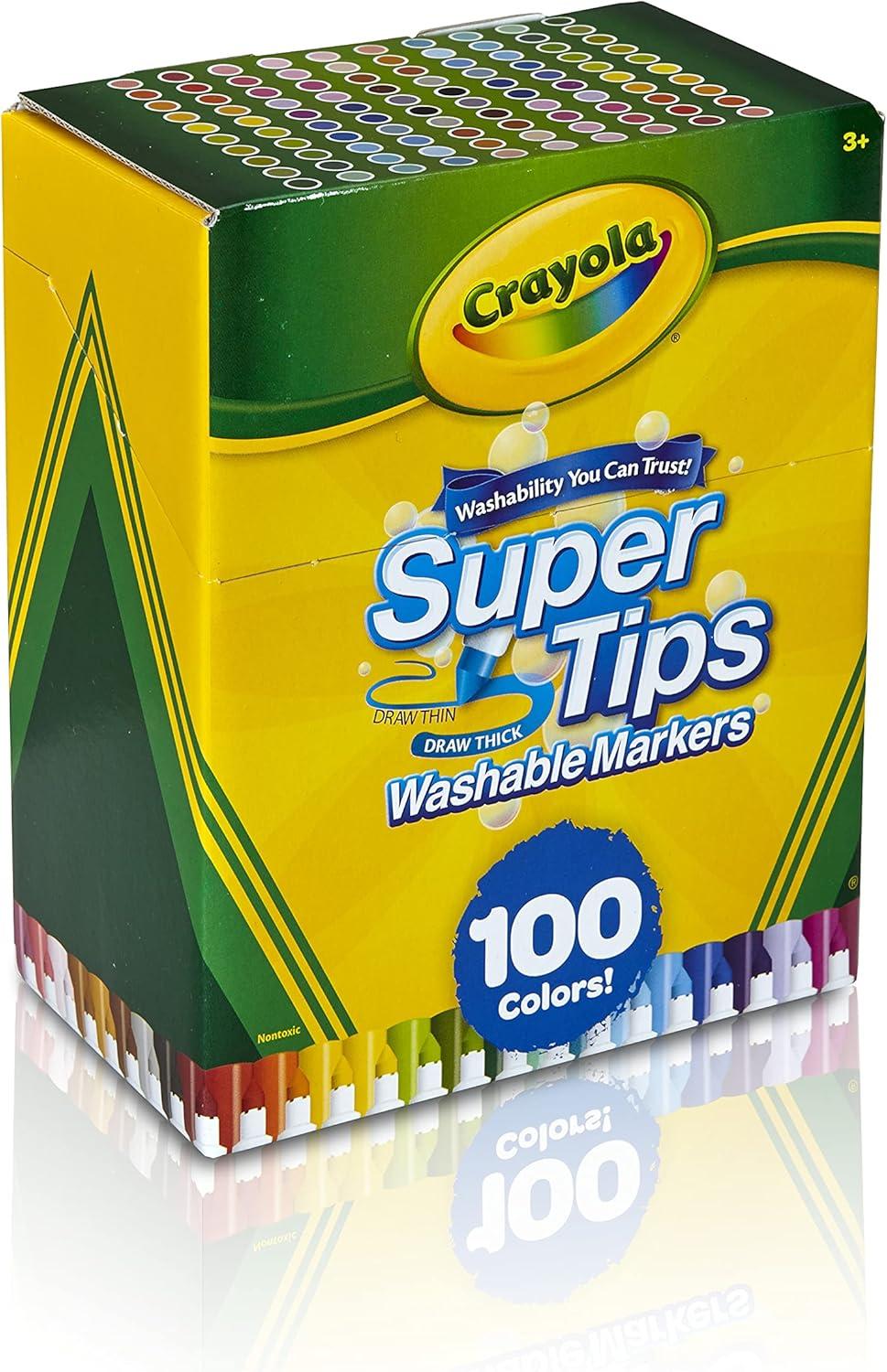 imageCrayola Super Tips Marker Set 150ct 2in1 Fine Point ampamp Broad Line Markers for Kids Colored Markers for Coloring Books Gifts 3100 Count Pack of 1