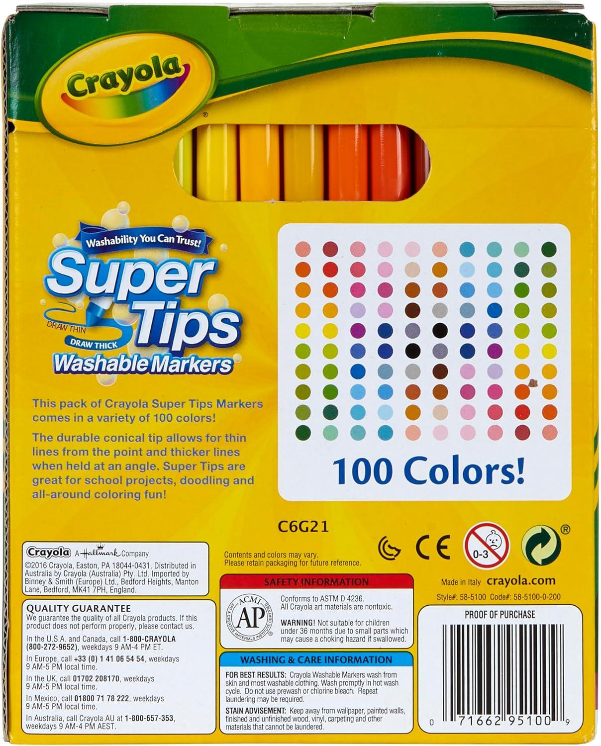 imageCrayola Super Tips Marker Set 150ct 2in1 Fine Point ampamp Broad Line Markers for Kids Colored Markers for Coloring Books Gifts 3100 Count Pack of 1