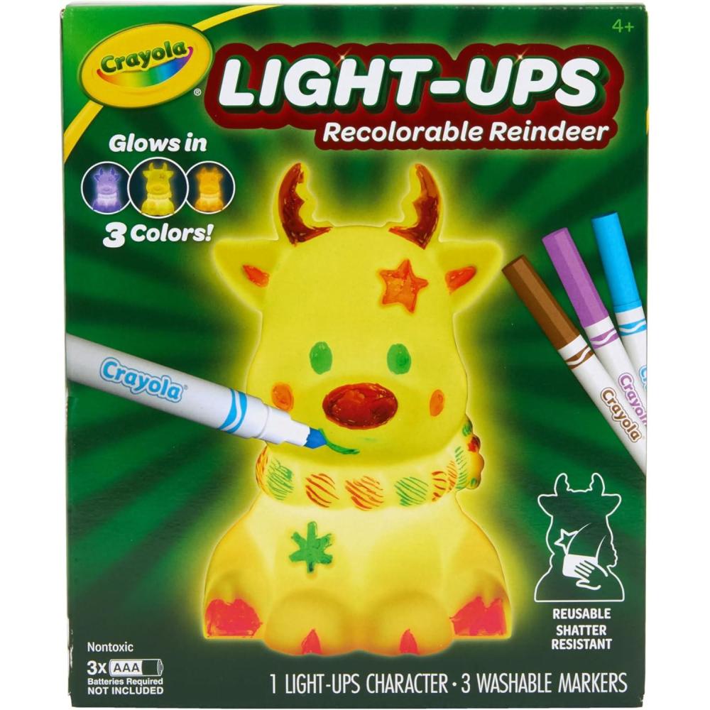 imageCrayola Light Ups Reindeer Recolorable Light Up Toy for Kids Reindeer Decor Glow in The Dark Holiday Gift for Kids Ages 5Reindeer