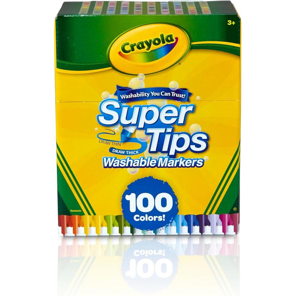 imageCrayola Super Tips Marker Set 150ct 2in1 Fine Point ampamp Broad Line Markers for Kids Colored Markers for Coloring Books Gifts 3100 Count Pack of 1