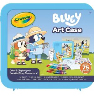 imageCrayola Bluey Create ampamp Color Art Case 75pcs Bluey Coloring Pages ampamp Stickers Holiday for Girls ampamp Boys Art Kit for Kids Ages 5Art Case