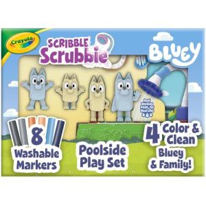 imageCrayola Scribble Scrubbies Deluxe Bluey Playset 3ct Toddler Arts ampamp Crafts Kit Washable Stickers Bluey Toys Coloring Gift for Kids Ages 3Poolside Playset