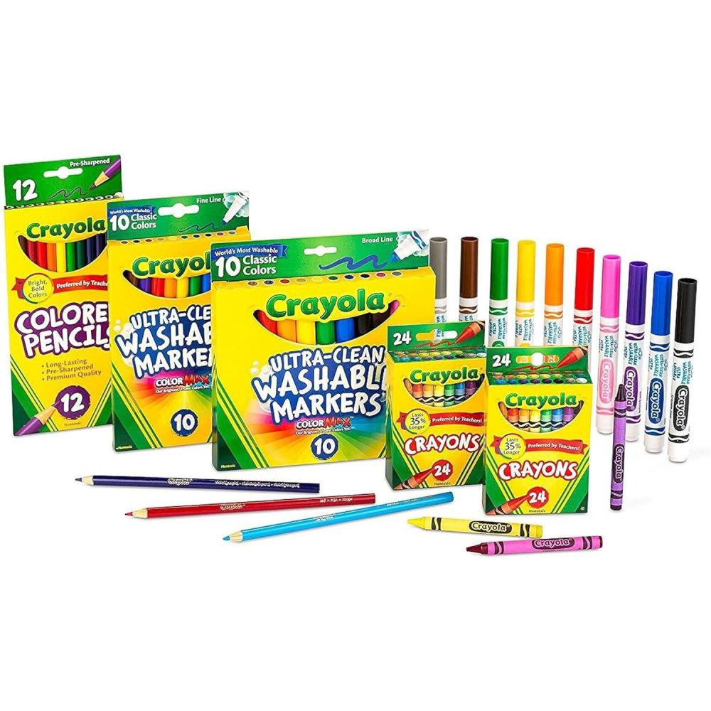 imageCrayola Art Supplies Set 80ct Crayons Markers ampamp Colored Pencils Coloring Supplies for Classrooms ampamp Teachers Gift for Kids Amazon ExclusiveStandard Packaging