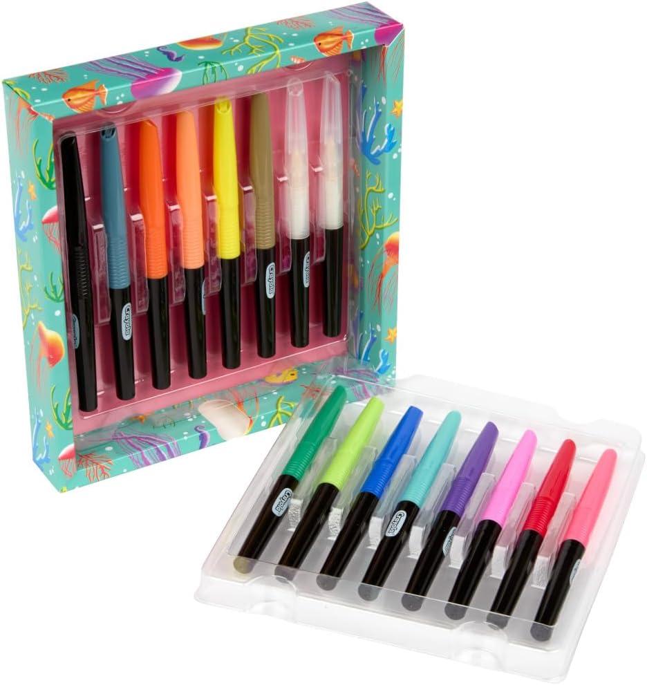 imageCrayola Gel Ink Pen Marker Set 14 Matte ampamp Glitter Pens Gel Pens for Coloring Fine Point Gift for Kids ampamp Teens Ages 4Blending