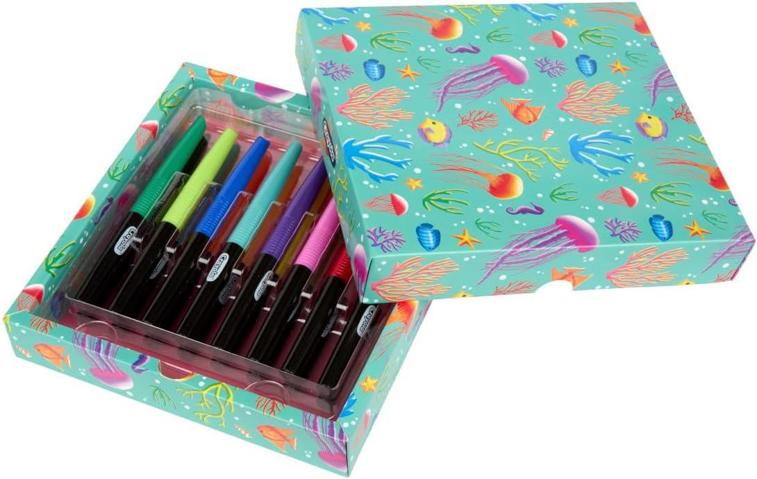 imageCrayola Gel Ink Pen Marker Set 14 Matte ampamp Glitter Pens Gel Pens for Coloring Fine Point Gift for Kids ampamp Teens Ages 4Blending