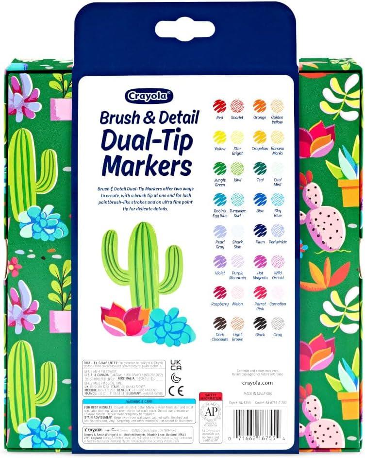 imageCrayola Gel Ink Pen Marker Set 14 Matte ampamp Glitter Pens Gel Pens for Coloring Fine Point Gift for Kids ampamp Teens Ages 4DualEnded Brush  Detail