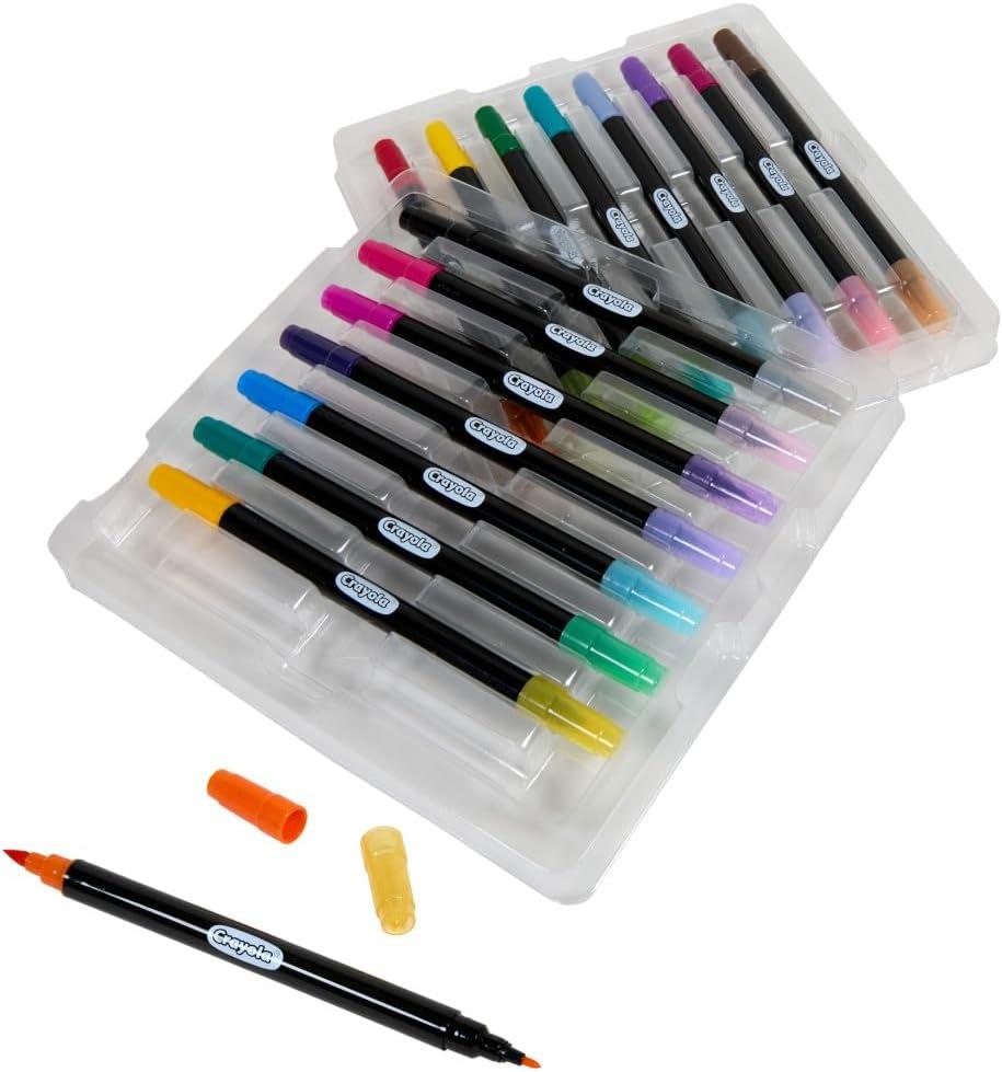 imageCrayola Gel Ink Pen Marker Set 14 Matte ampamp Glitter Pens Gel Pens for Coloring Fine Point Gift for Kids ampamp Teens Ages 4DualEnded Brush  Detail