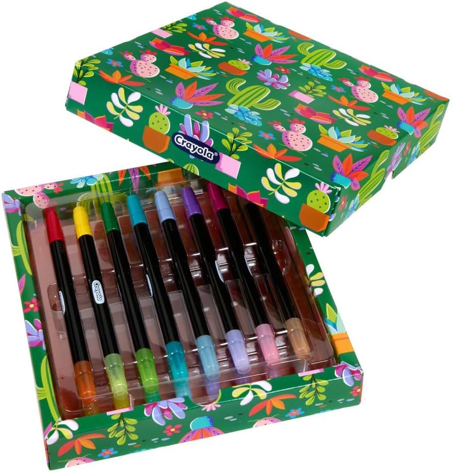 imageCrayola Gel Ink Pen Marker Set 14 Matte ampamp Glitter Pens Gel Pens for Coloring Fine Point Gift for Kids ampamp Teens Ages 4DualEnded Brush  Detail