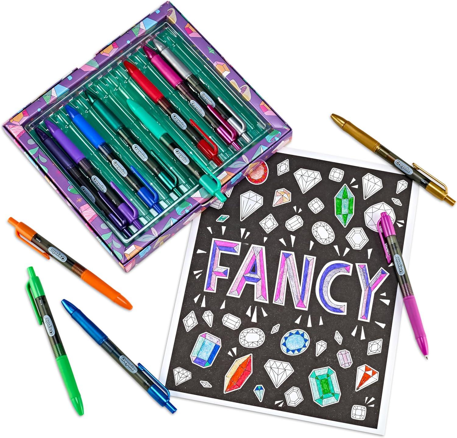 imageCrayola Gel Ink Pen Marker Set 14 Matte ampamp Glitter Pens Gel Pens for Coloring Fine Point Gift for Kids ampamp Teens Ages 4Gel  Ink