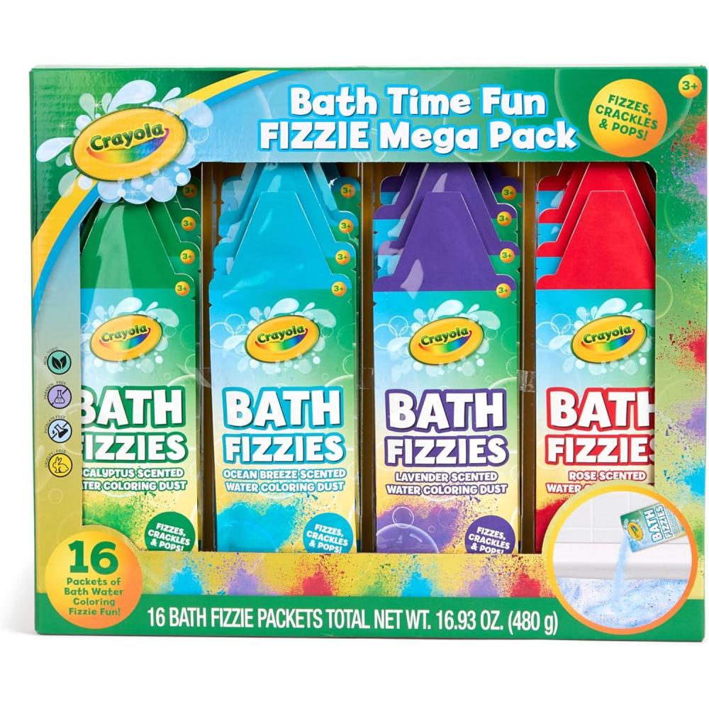 imageCrayola Bath Fizzies 16 Deluxe Pack Refreshing Scented Colorful Bath Fizzers for Boys Girls ampamp Tweens 16 Total Fizzies in 4 Assorted Scents ampamp Colors