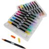 imageCrayola Gel Ink Pen Marker Set 14 Matte ampamp Glitter Pens Gel Pens for Coloring Fine Point Gift for Kids ampamp Teens Ages 4DualEnded Brush  Detail