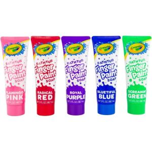 imageCrayola Bathtub Fingerpaint 5 Color Variety Pack 3 Ounce Tubes Bluetiful Blue Screamin Green Radical Red Flamingo Pink Royal Purple Color Your Bath Easily Washable Finger Paints