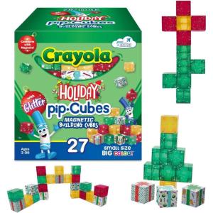 imageCrayola Holiday Magnetic PIP Cubes Mini Magnetic Blocks Playset STEM ampamp Montessori Building ampamp Educational Toys for Kids Travel Toys for Boys and Girls Ages 3 27Piece Set