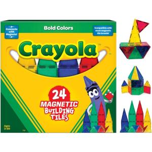 imageCreateOn Crayola Doodle Magnetic Tiles Building Set for Kids Magnetic Kids Building Toys STEM ampamp Montessori Arts ampamp Creativity Toys for Boys and Girls Ages 3 24Piece SetBold
