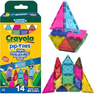 imageCreateOn Crayola Limited Edition Retro PIP Magnetic Tiles Set Building Set for Kids STEM Toys for Boys and Girls Ages 3 and Up 14Piece Set