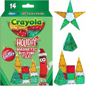 imageCreateOn Crayola Magnetic Tiles Building Set for Kids Magnetic Blocks Travel Toys Classroom Sensory Toys STEM ampamp Montessori Tools for Boys ampamp Girls Ages 3 14Piece Set Valentines DayHoliday Glitter