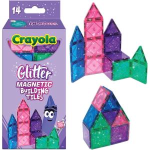 imageCreateOn Crayola Magnetic Tiles Building Set for Kids Magnetic Blocks Travel Toys Classroom Sensory Toys STEM ampamp Montessori Tools for Boys ampamp Girls Ages 3 14Piece Set Valentines DayGlitter