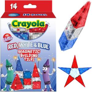 imageCreateOn Crayola Magnetic Tiles Building Set for Kids Magnetic Blocks Travel Toys Classroom Sensory Toys STEM ampamp Montessori Tools for Boys ampamp Girls Ages 3 14Piece Set Valentines DayRed  White and Blue